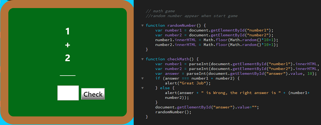 Addition game with JavaScript